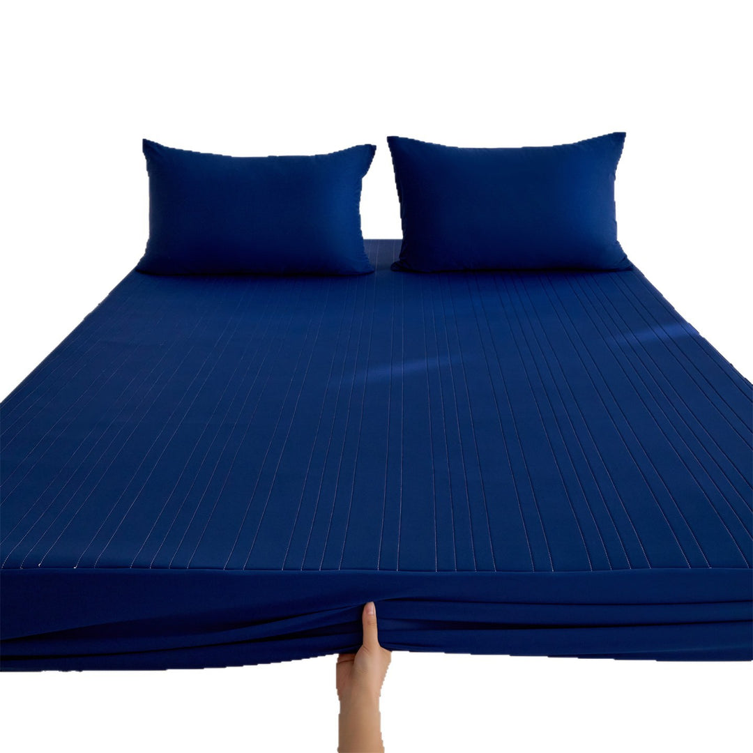 Tief-Taschen Stretch-Fit Matratzenbezug mit Mikrofaser-Pinstripe-Textur
