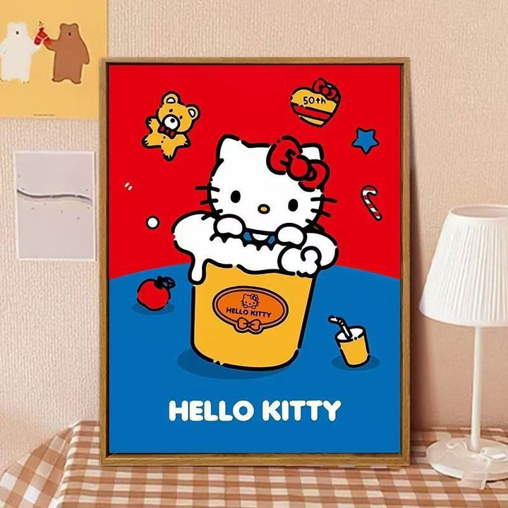 Hello Kitty-inspirierte Cartoon-Wandkunst Druck Karnz