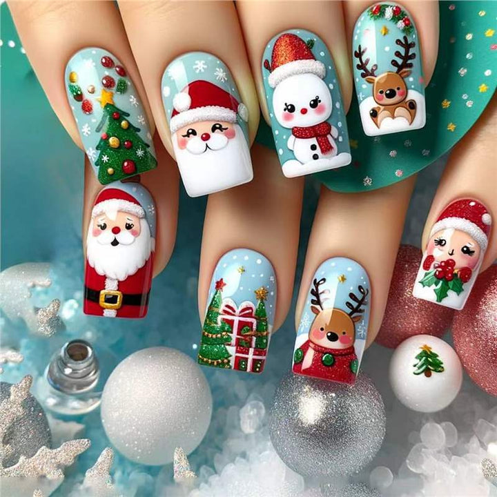 Festliches Feiertags-Themen Press-On Nail Art Set Karnz