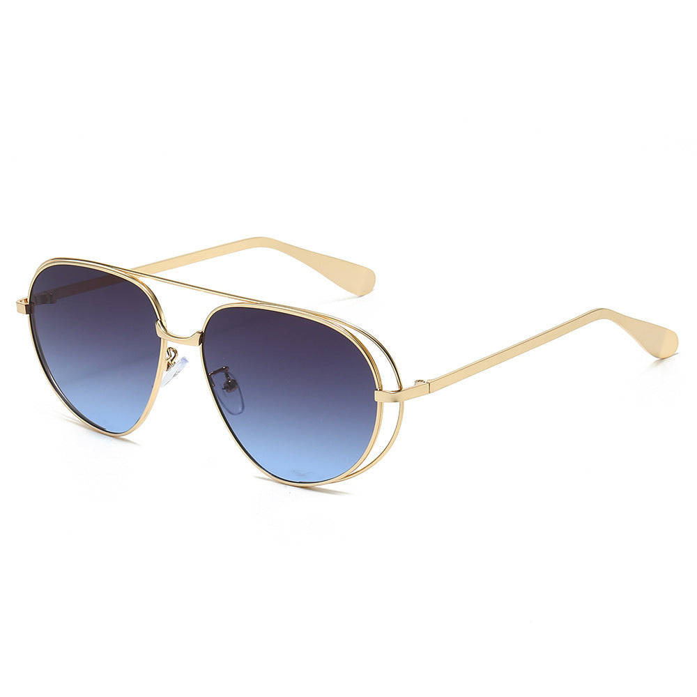 Stylische Aviator-Sonnenbrillen mit blauen Gläsern Karnz