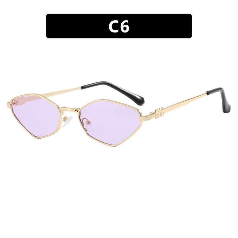 Damen geometrische Sonnenbrille mit glänzendem Metallrahmen und polarisierten Gläsern Karnz