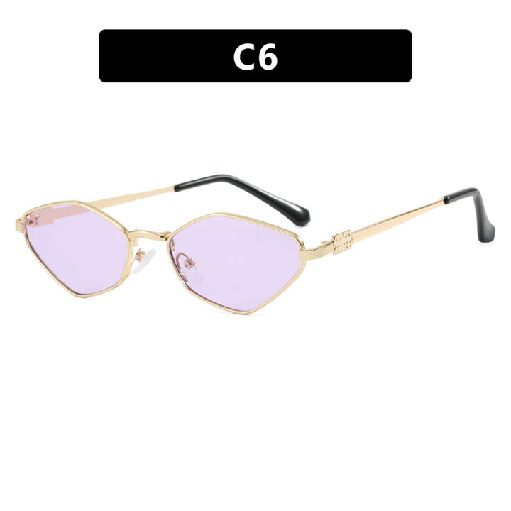 Damen geometrische Sonnenbrille mit glänzendem Metallrahmen und polarisierten Gläsern Karnz