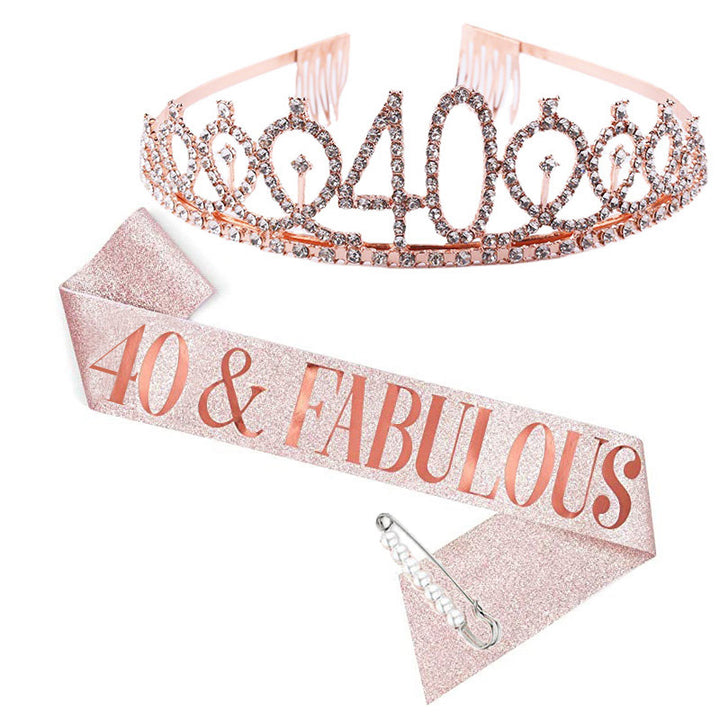 Damen Kristallgeburststags-Tiara und Schärpe-Set Karnz
