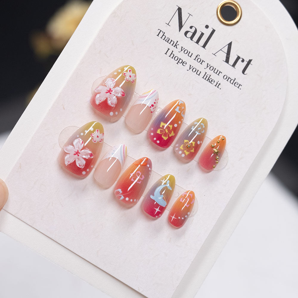 Künstlerische Blumen-Nagelverlängerungen