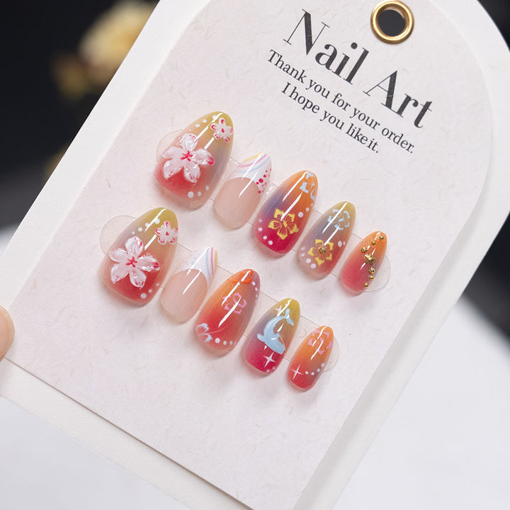 Künstlerische Blumen-Nagelverlängerungen