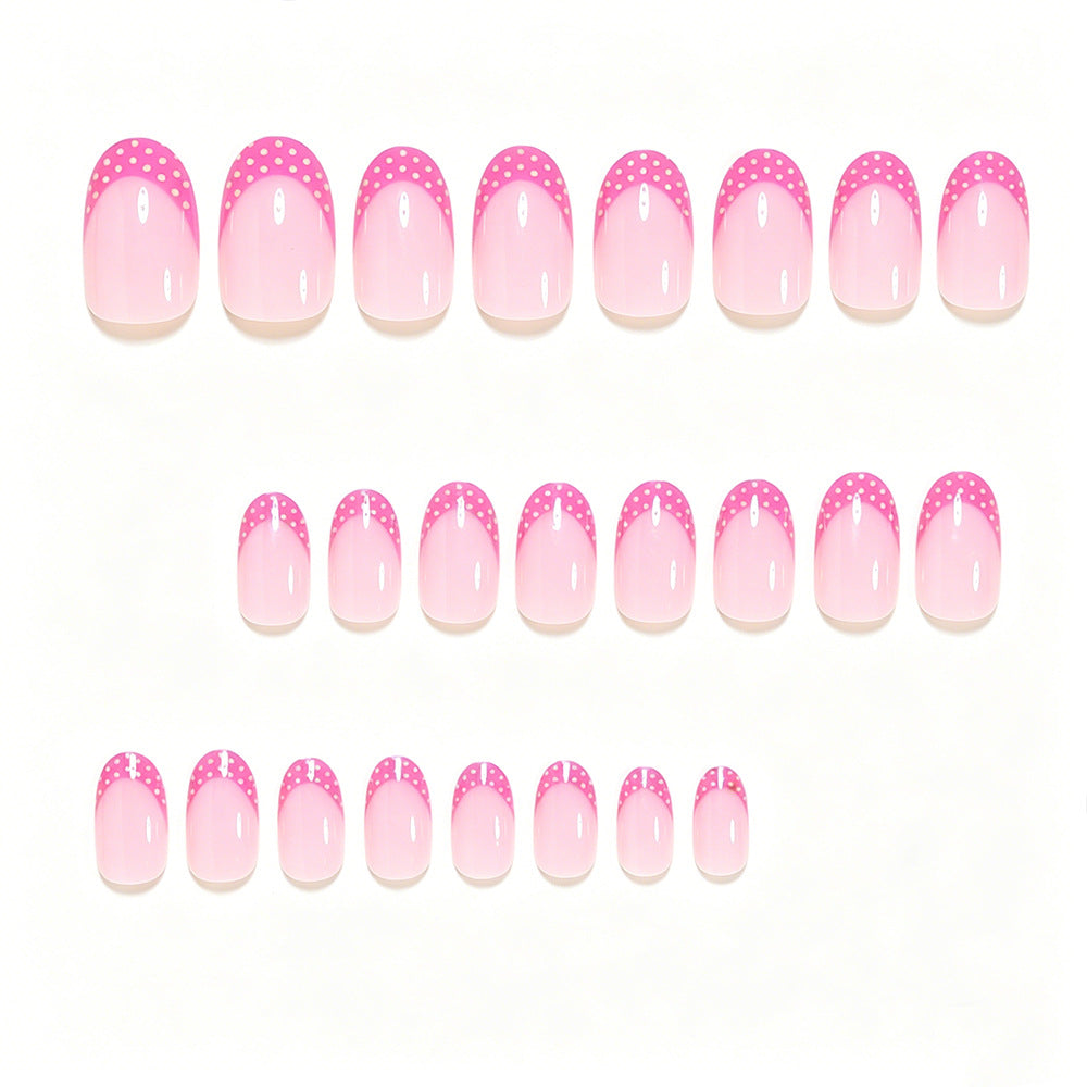 Künstlerisches Polka-Dot-Französisch-Spitzen-Nagelset Karnz