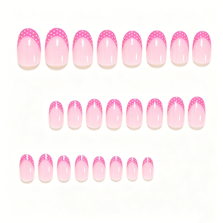 Künstlerisches Polka-Dot-Französisch-Spitzen-Nagelset Karnz