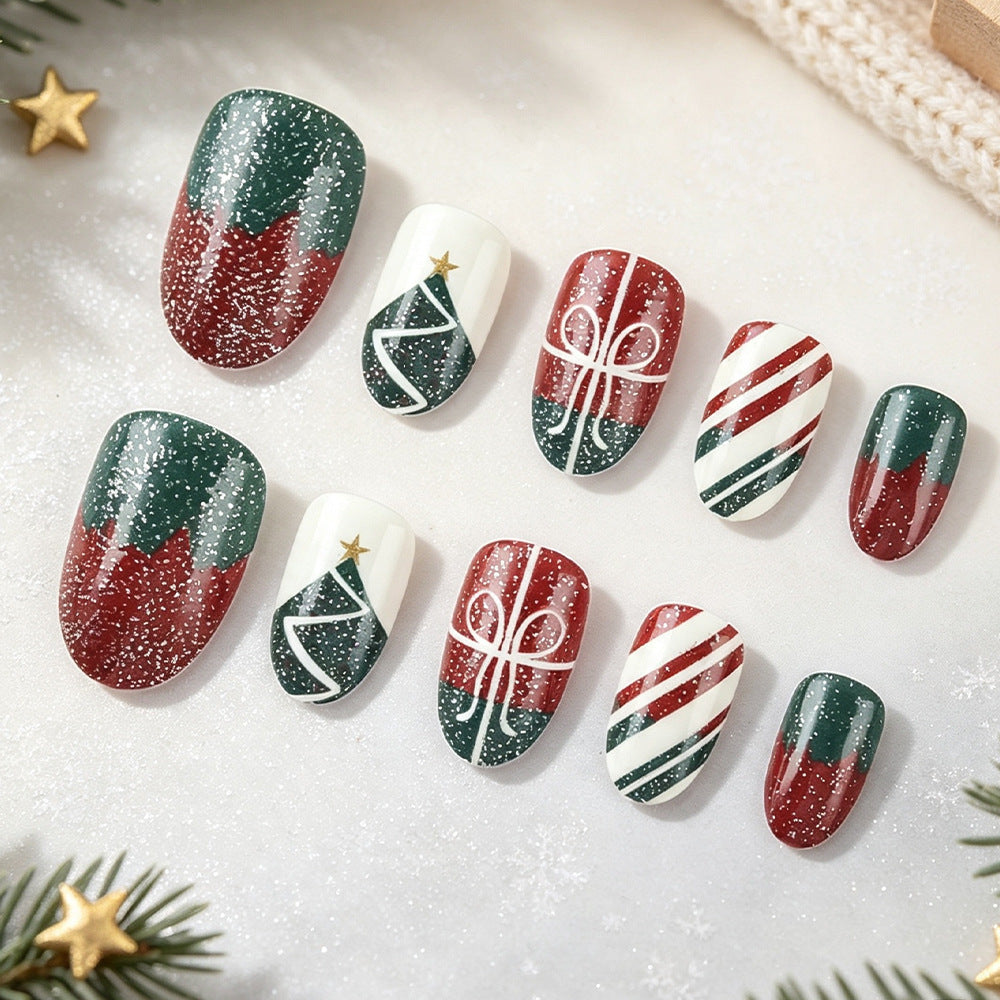 Festliche Weihnachten-Themen Press-On Nagelkunst Karnz