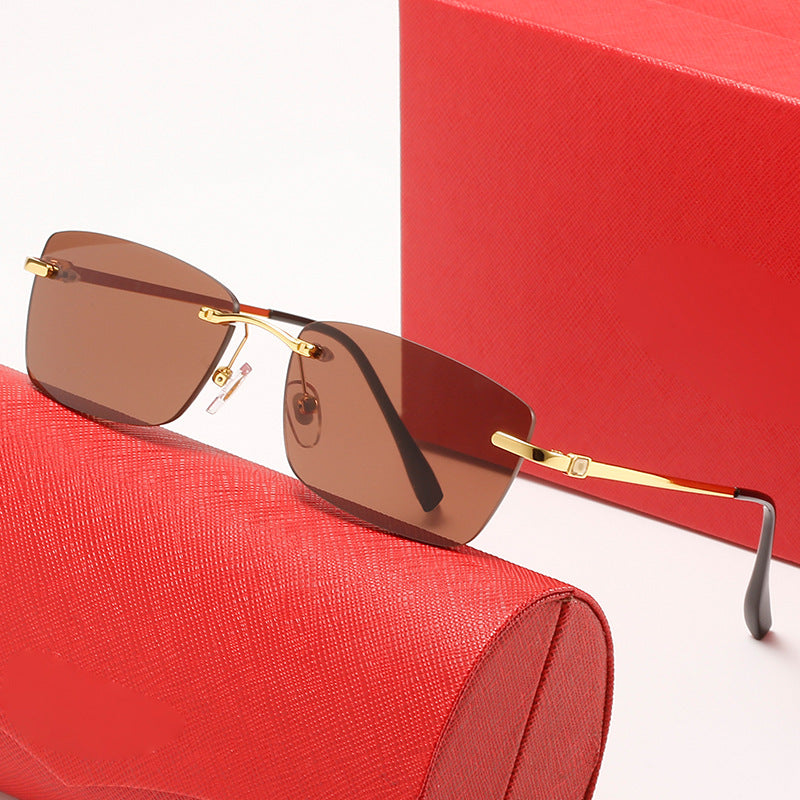 Damen modische Halbrahmen-Sonnenbrille mit stilvollem Metallrahmen Karnz