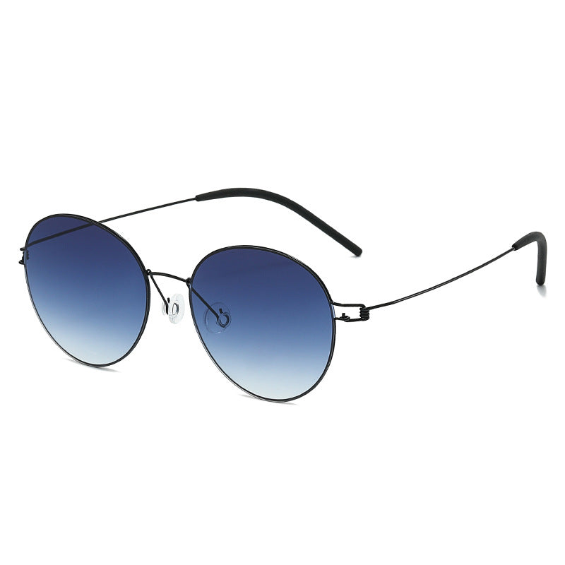 Damen runde Sonnenbrille mit leichtem Metallrahmen und gradienten Gläsern Karnz