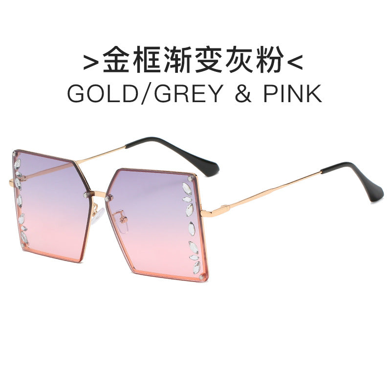Damen futuristische Sonnenbrille mit auffälligem Hexagonalrahmen und hochwertigen Glitzerakzenten Karnz