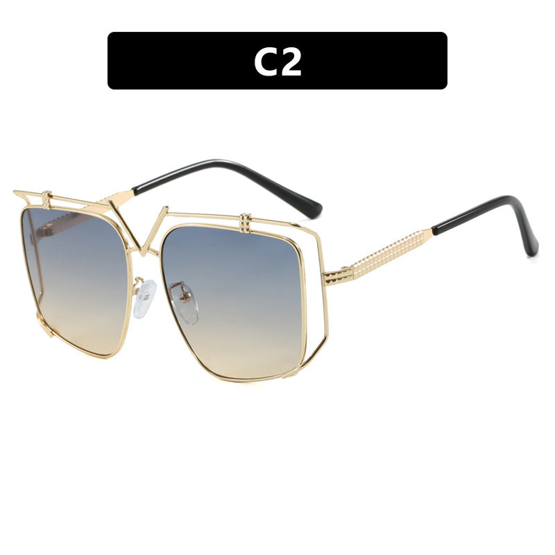 Damen futuristische Oversized-Sonnenbrille mit einzigartigem Geometrie-Rahmen Karnz