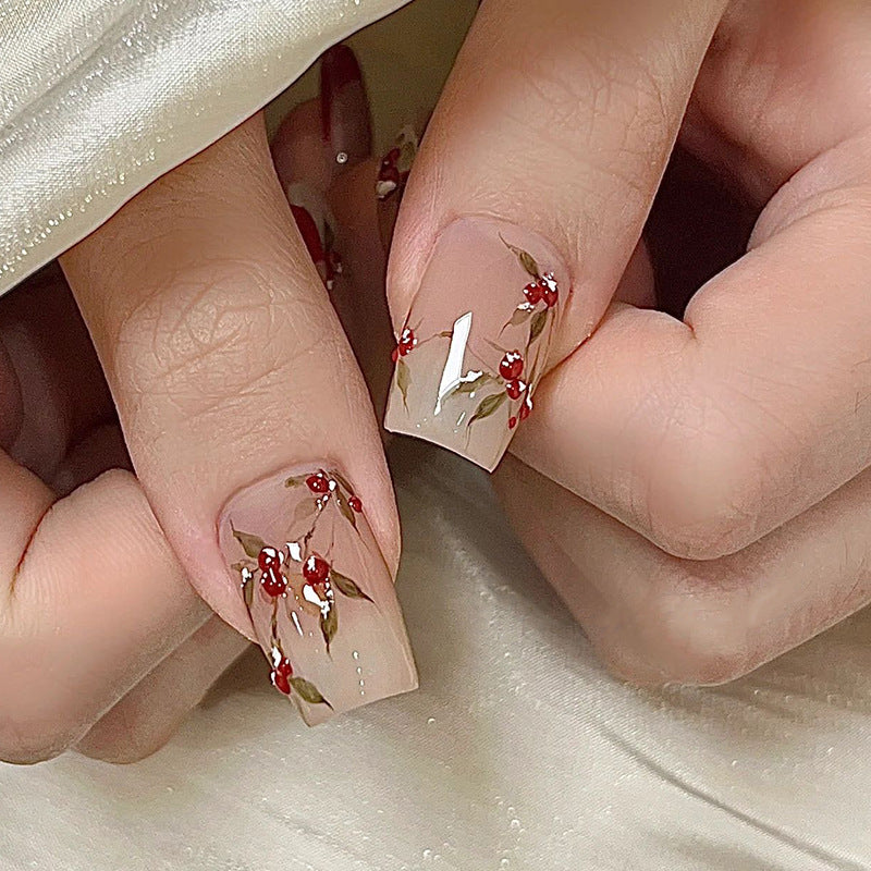 Elegante Blumendruck-Nageltips
