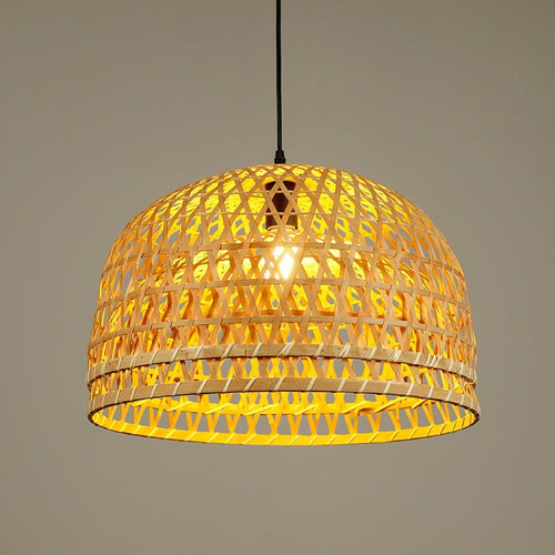 Woven Bamboo Dome Pendelleuchte