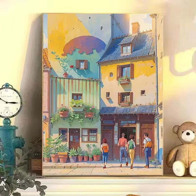 Bunte städtische Landschaft Wandkunst Karnz