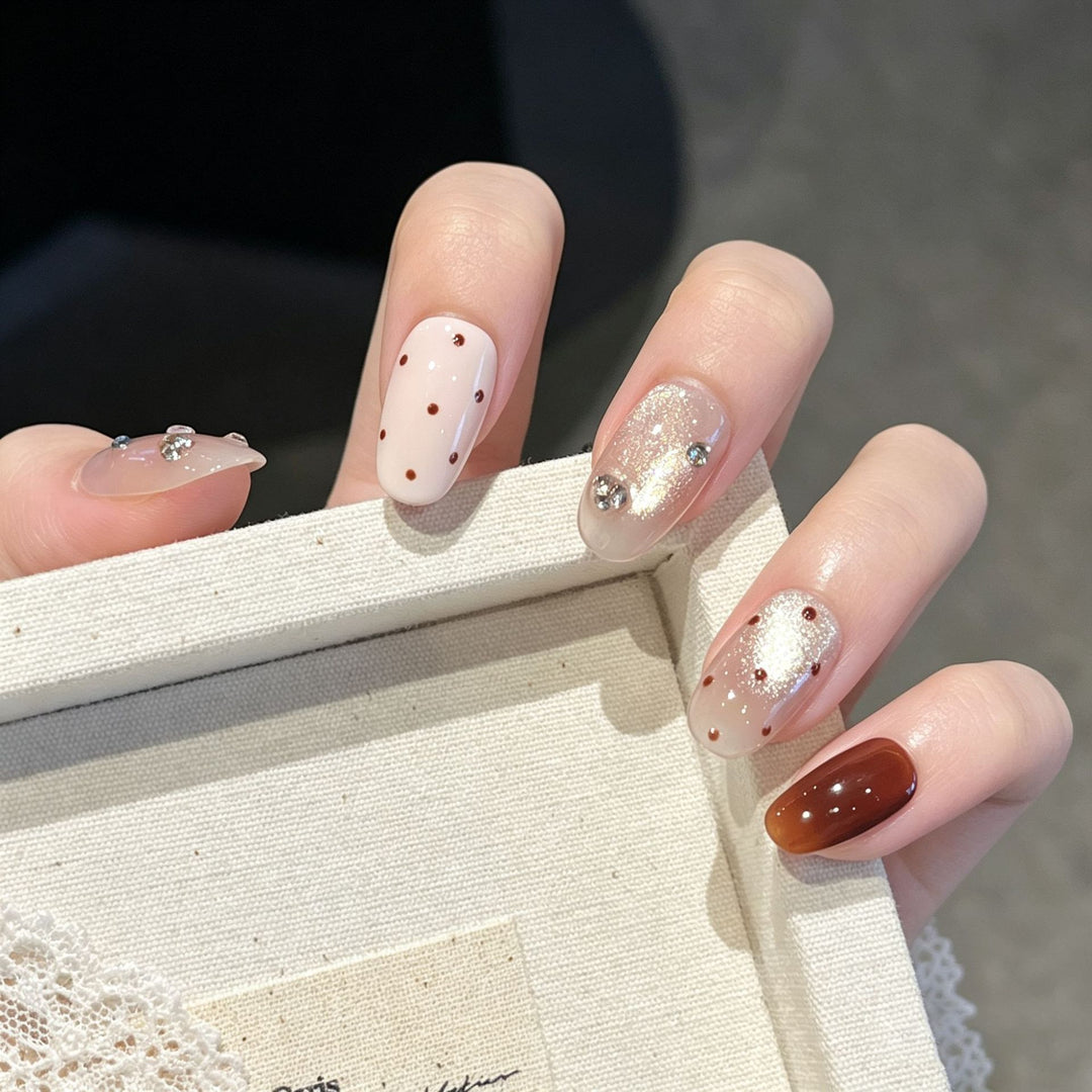 Premium Strass-Besetzte Press-On Nagelkunst Karnz