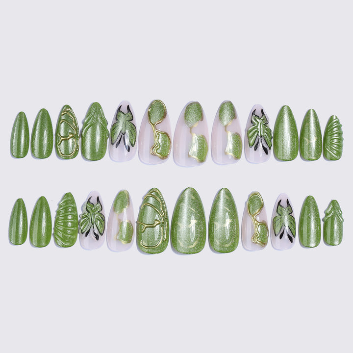 Natur-inspiriertes Press-On Nagel-Kunst Set Karnz