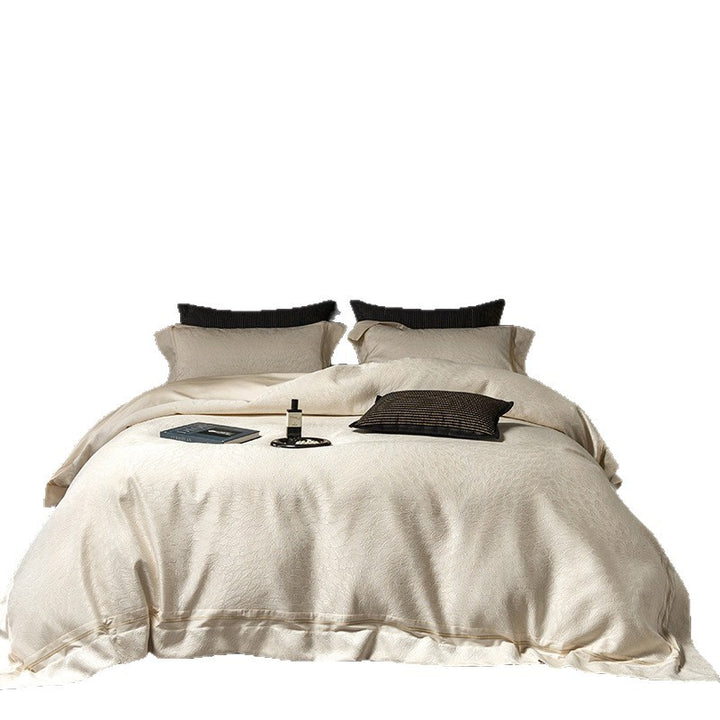 Luxus Jacquard-strukturierte Baumwollmischung Bettbezug Set mit Umschlag-Kissenbezügen