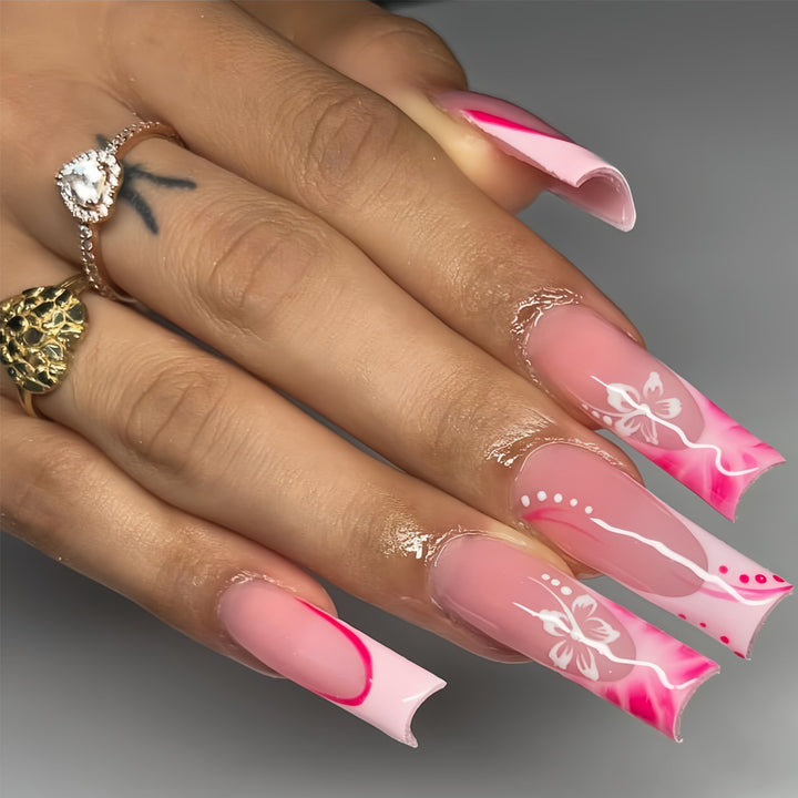 Künstlerische Floral Stiletto Press-On Nägel Karnz