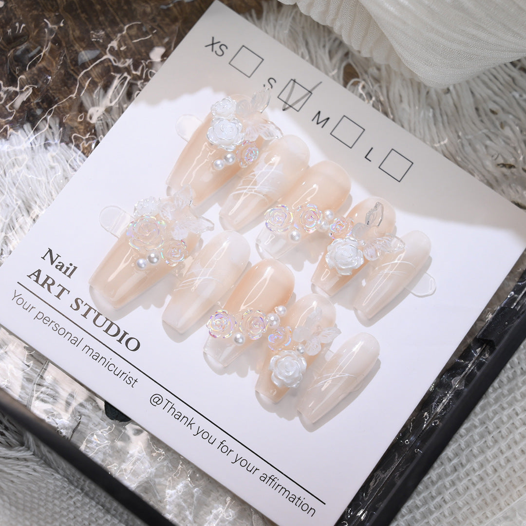 Eleganter Floral Press-On Nagelset Karnz
