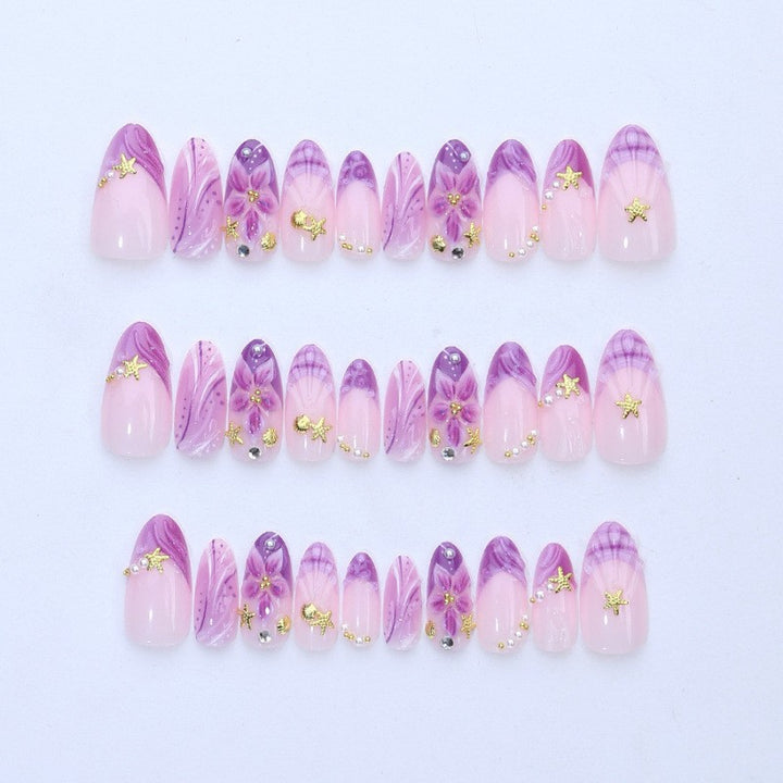 Künstlerisches Blumen Press-On Nagelset Karnz