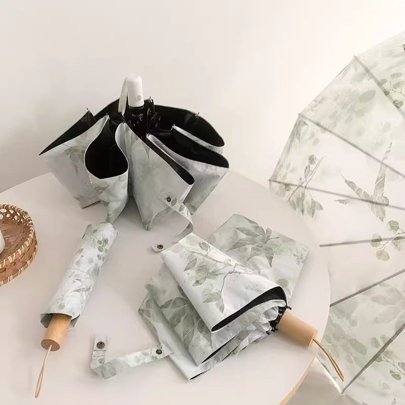Damen Faltregenschirm mit botanischem Druckdesign Karnz
