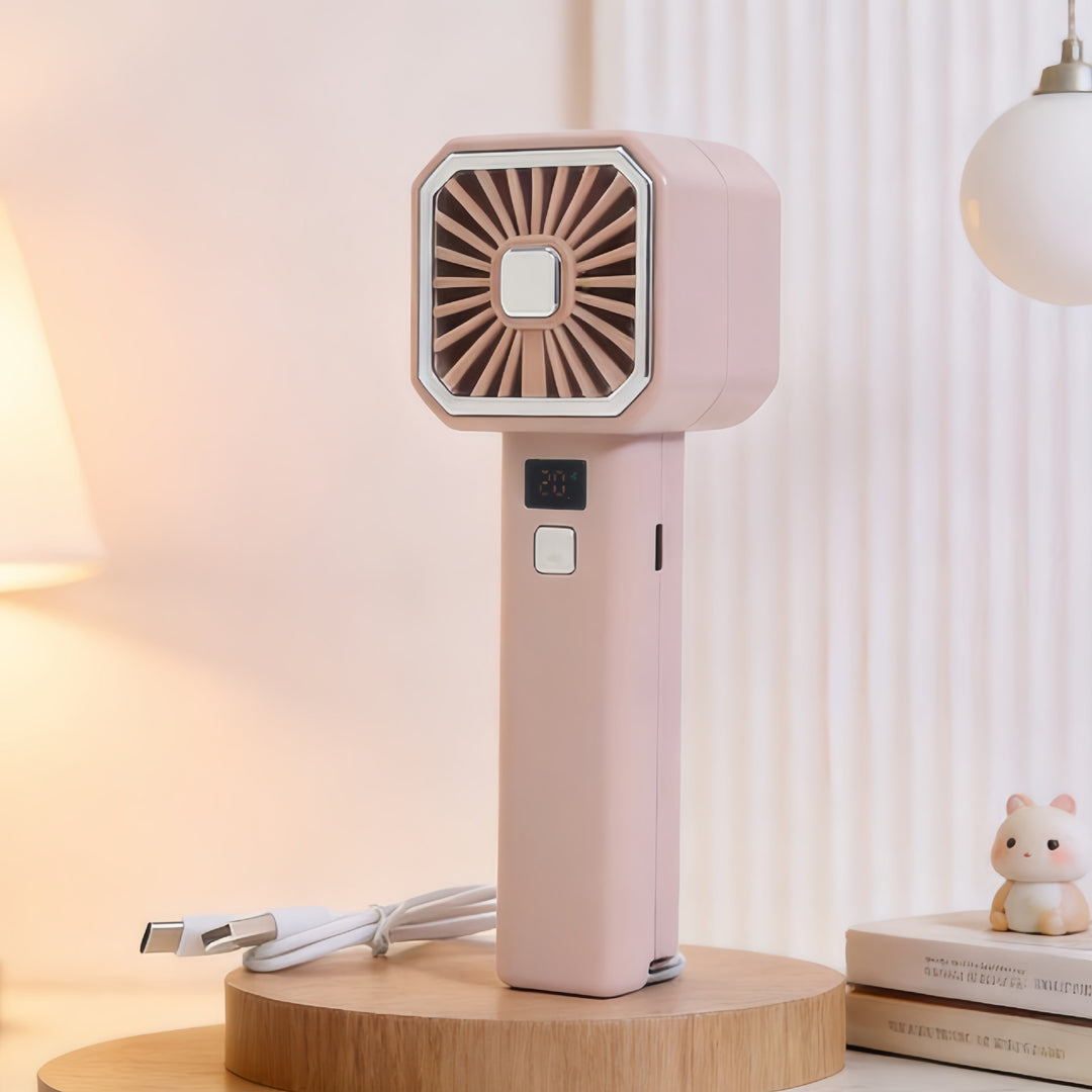 Unisex Tragbarer Handventilator mit digitaler Geschwindigkeitsanzeige Karnz