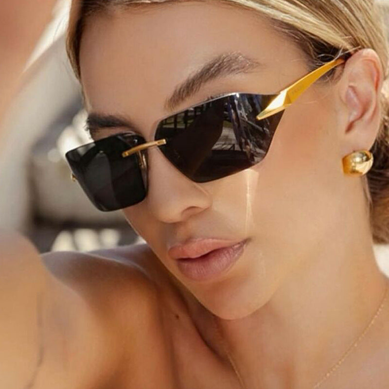 Damen geometrische Sonnenbrille mit elegantem Metallrahmen und polarisierten Gläsern Karnz