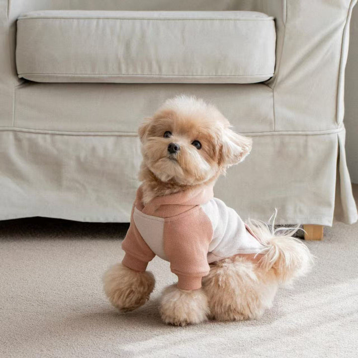 Klein Hund Fleece Hoodie mit Rippbündchen und Kapuze