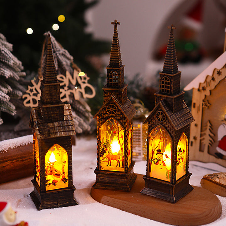 Nostalgische Weihnachtslaterne mit beweglichem Santa-Motiv Karnz