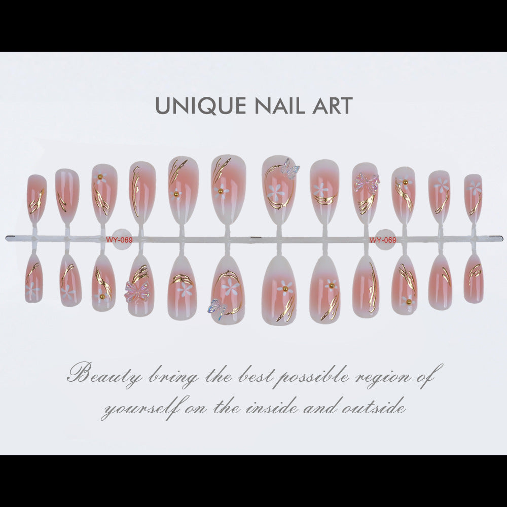 Elegantes blumenförmiges Press-On-Nagelkunst-Kit Karnz