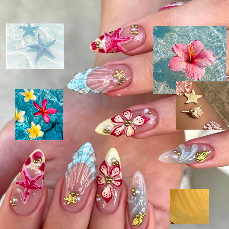 Künstlerische florale Press-On Nagelspitzen Karnz
