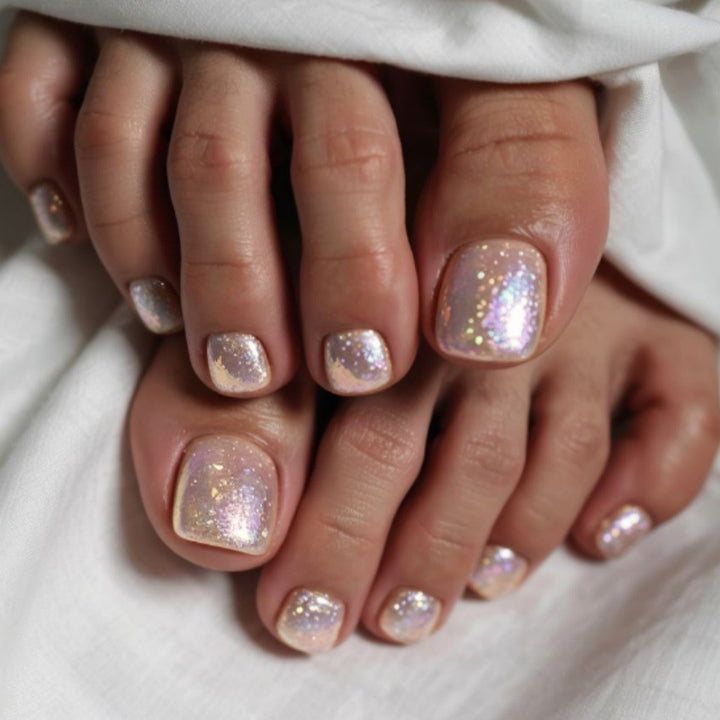 Premium Glitzernde Faux Gel Press-On Zehen Karnz