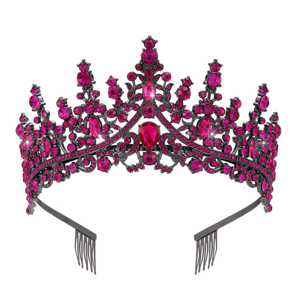 Damen Opulente Tiara mit schwarzem Kristallbesatz Karnz