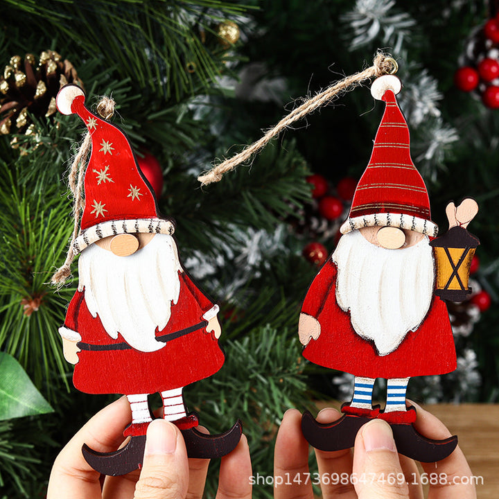 Dekorativer Holz-Santa-Gnom Ornament