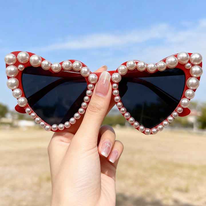 Dekorative mit Perlen verzierte Cat-Eye-Sonnenbrille Karnz