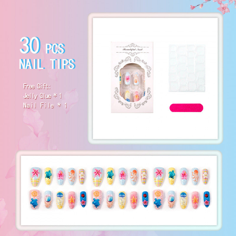 Themenbezogenes Unterwasser-inspiriertes Press-On-Nagelset
