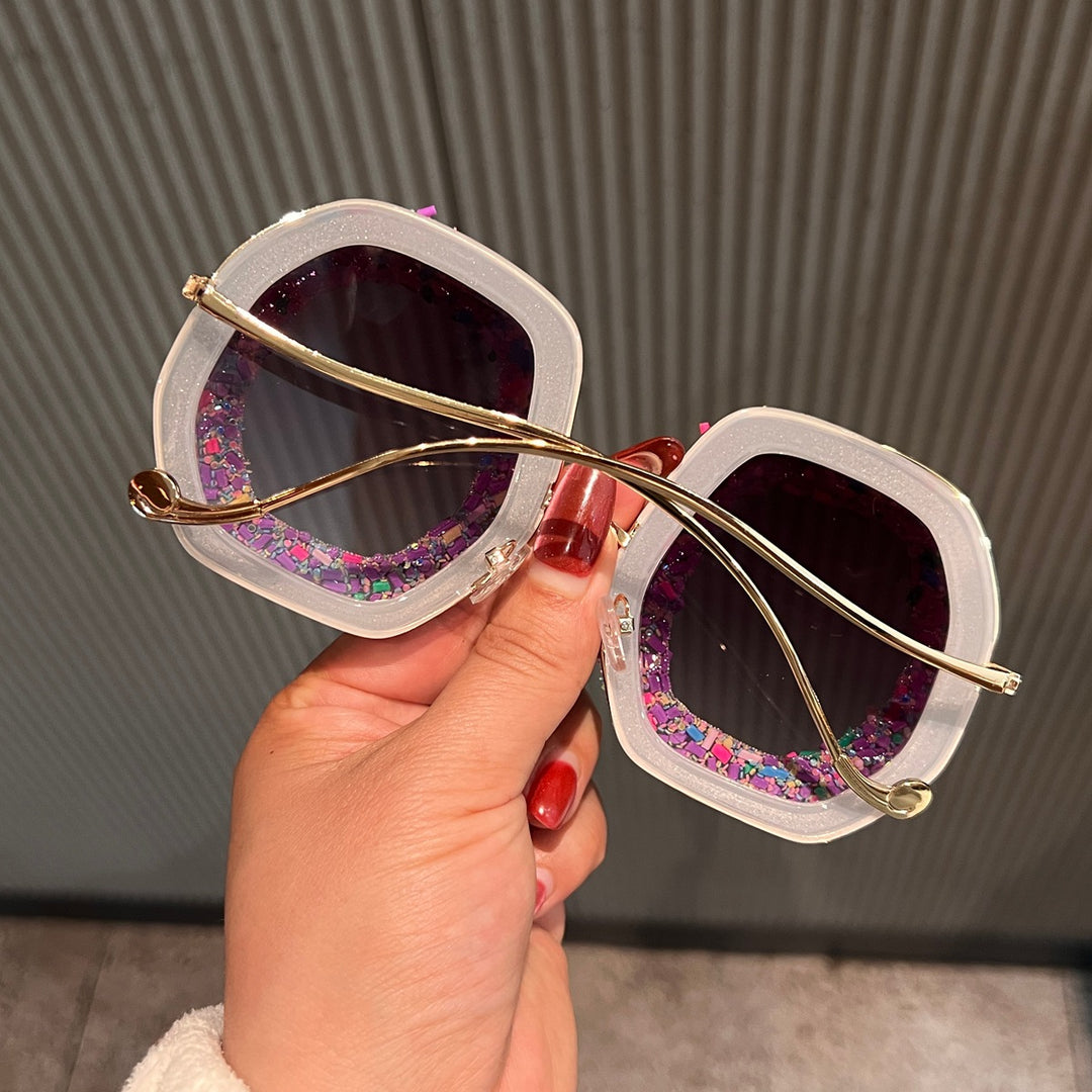 Damen Fashion-Sonnenbrille mit kreativen Strukturen und bunten Akzenten Karnz