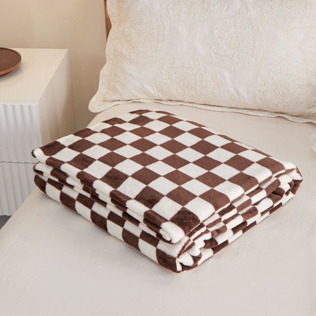 Kariertes Fleece-Wurfdecke