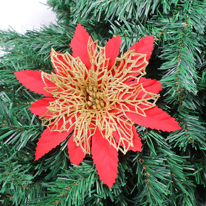Glitzerndes Feiertags-Blumenakzent-Ornament Karnz