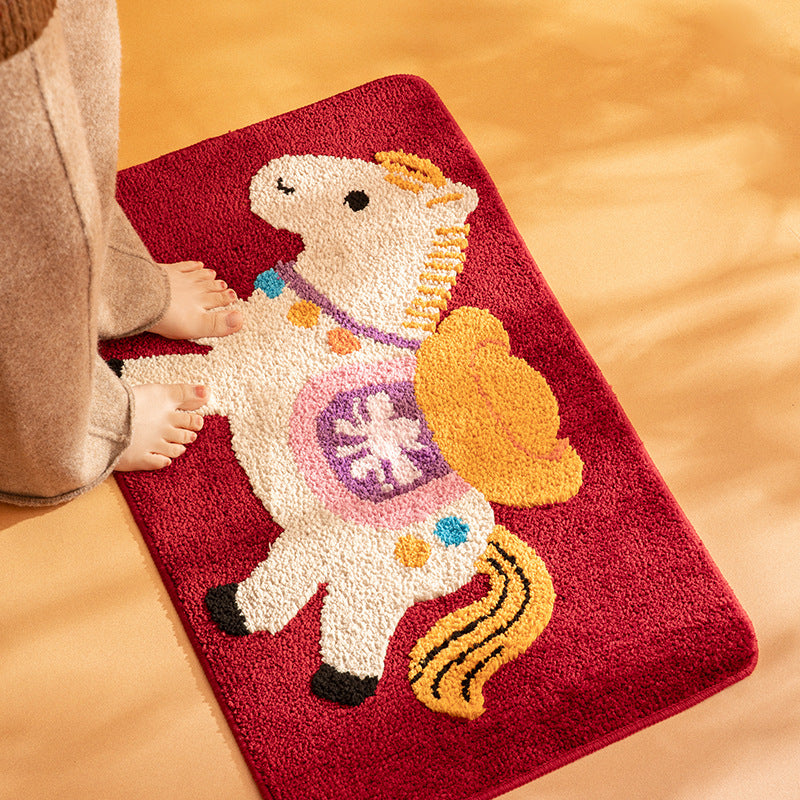 Kinder-Badematte mit gesteppter Pony-Applikation und rutschfester Unterseite Karnz