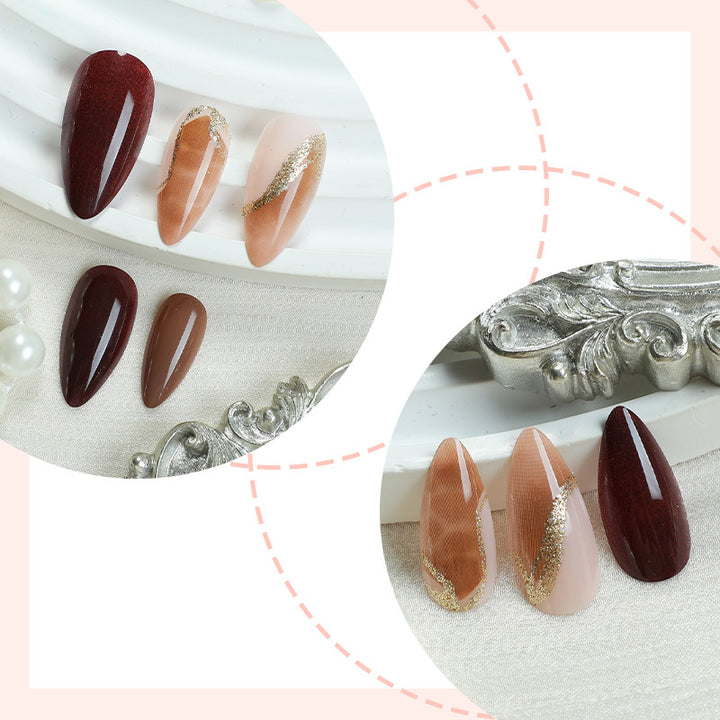 Press-On Nagelkunst-Set mit elegantem Marmor- und Glitzerakzenten Karnz
