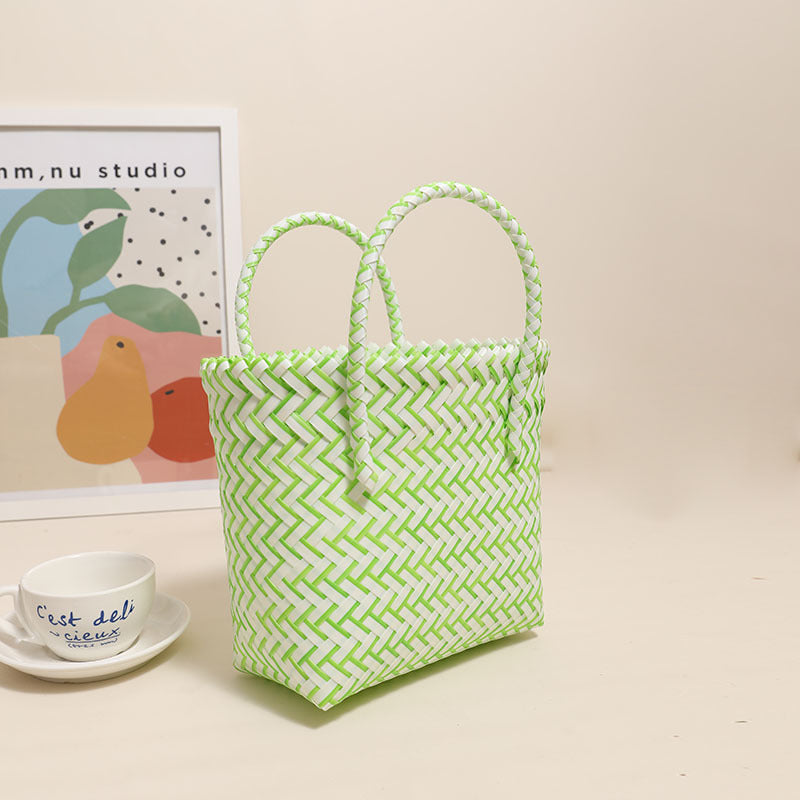 Damen Handgearbeitete Freizeit-Tasche mit zigzag Flechtmuster Karnz