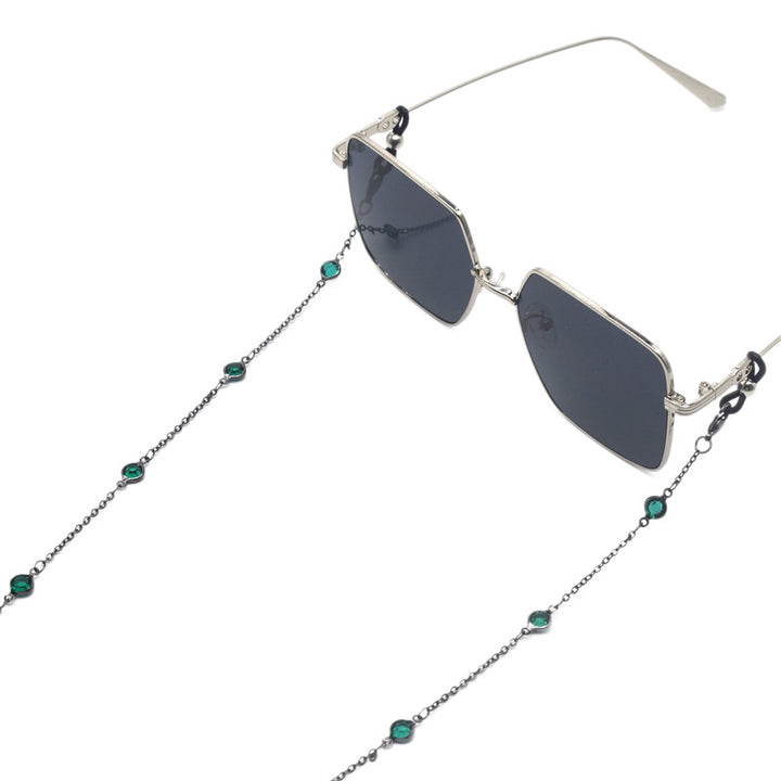 Stylische quadratische Sonnenbrille mit dekorativer Kette Karnz