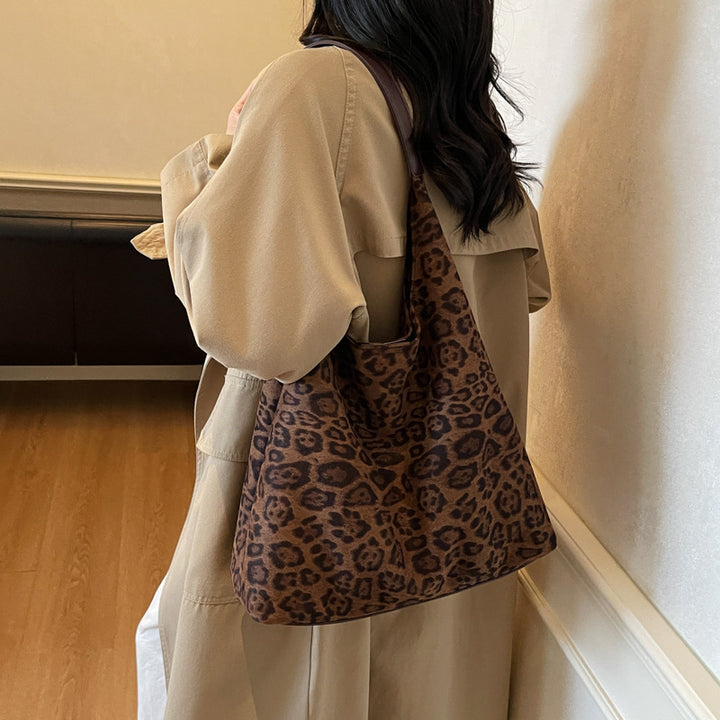 Wildleder Leopardprint Hobo Tasche Karnz