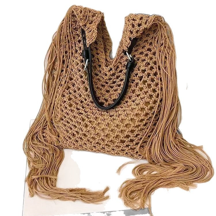 Damen Makramee Handtasche mit fransigen Details Karnz