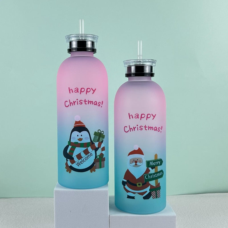 Damen Motivierende Trinkflasche mit fröhlichem Weihnachtsdesign Karnz