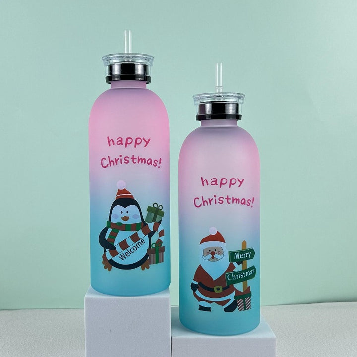 Damen Motivierende Trinkflasche mit fröhlichem Weihnachtsdesign Karnz