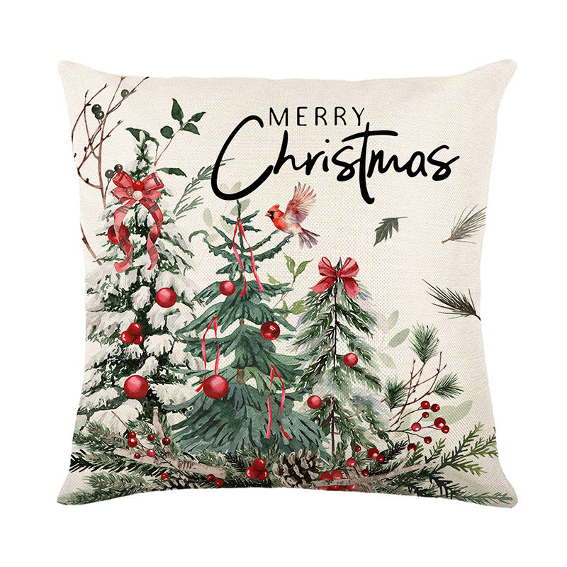 Dekorative Leinen-Textur Weihnachts Aquarell Kissenbezug Quadratisch
