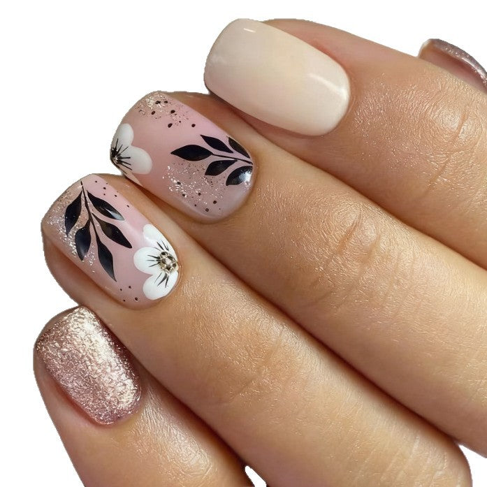 Elegante Blumen Grafik Nagel Set Karnz
